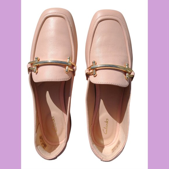 Women's Pure Block-Heel Leather Pink Loafers, size 6 - Picture 2 of 13